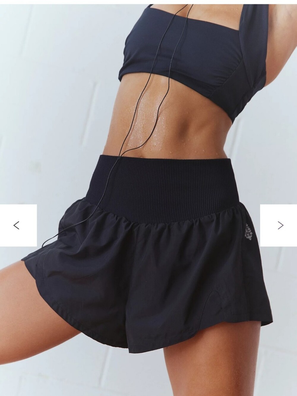 Free People Black High-Smocked Waist Athletic Shorts